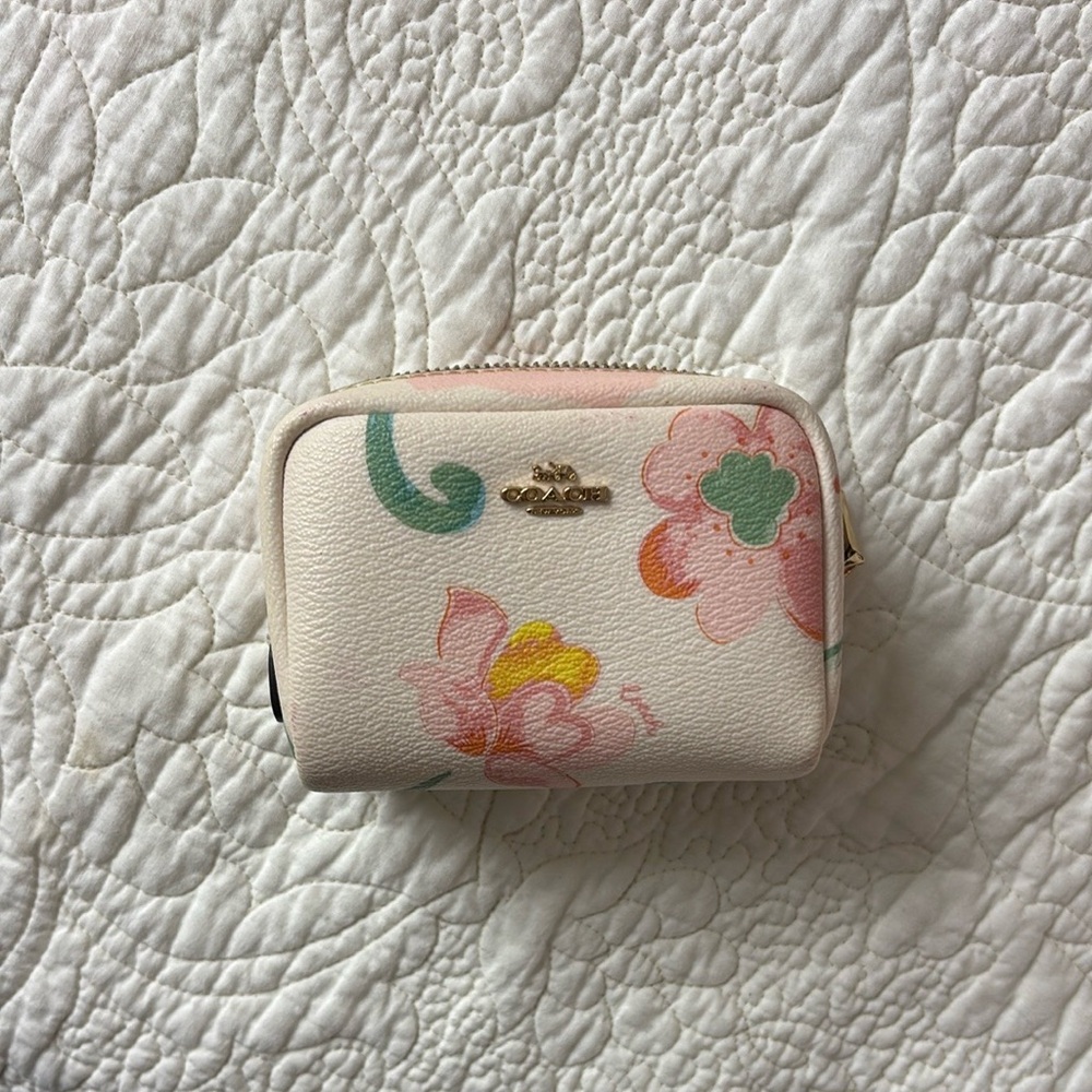 Coach Cream Floral Cosmetic Bag